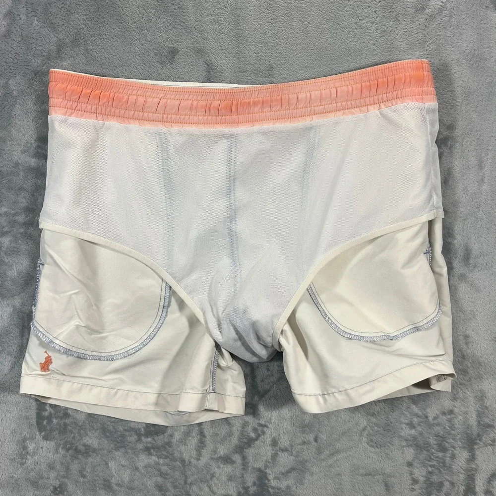 Polo Ralph Lauren Men Small Cream Swim Trunks Mesh Liner Shorts Beach Resort